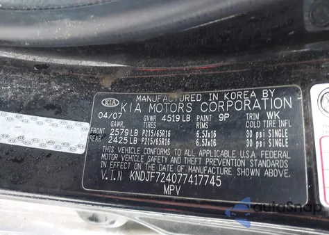 2007 Kia Sportage Lx from USA, damaged, VIN KNDJF724077417745